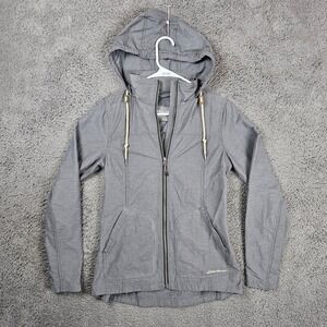 Eddie Bauer Womens XS Gray Full Zip Hooded Windbreaker Jacket